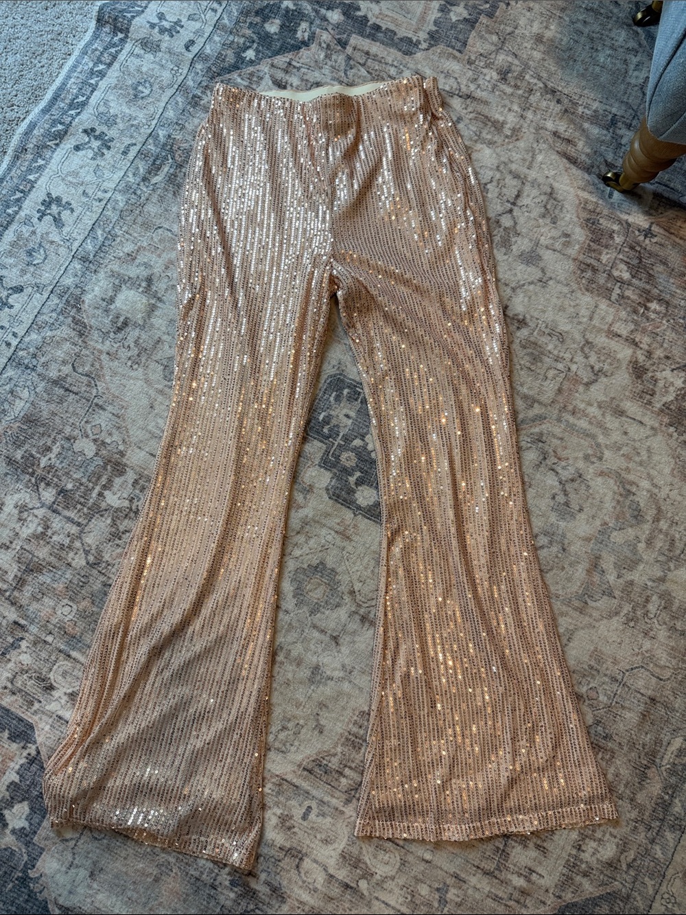 Sequin Flare Pants in Rose Gold - Women's Pants & Jumpsuits